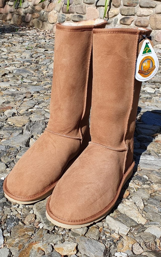 Genuine Sheepskin Tall Ugg Boots - Chestnut Colour