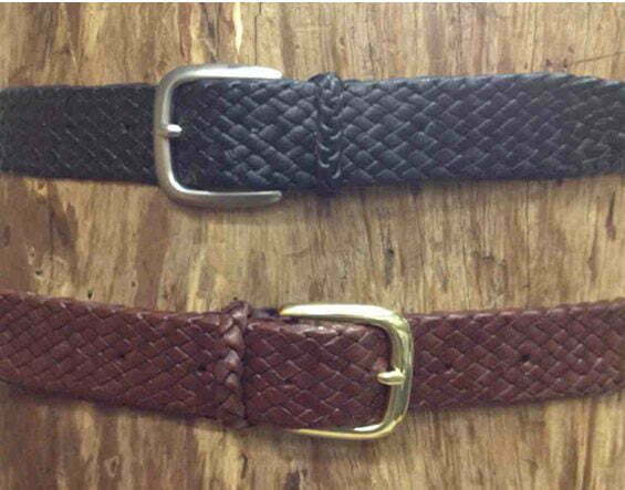 Hide & Chic Men's Full Grain Genuine Leather Braided Belt – Style 41027 (35mm Wide)