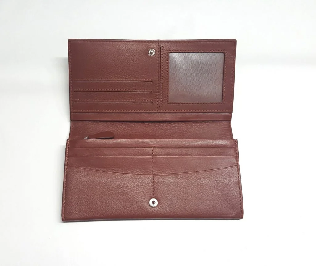 Genuine Leather Australian Made Long Ladies Wallet - Tan - Open View