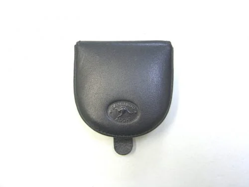 Genuine leather black flip up coin purse