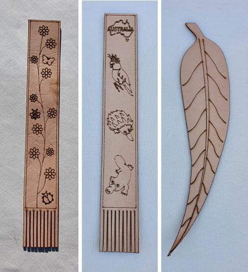 Genuine leather bookmark set of three