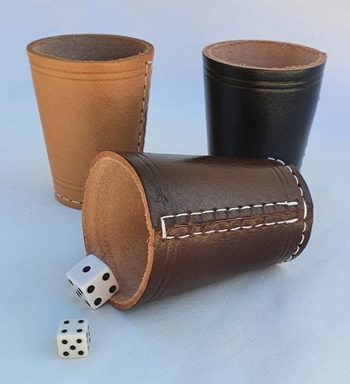 Real Leather Dice Cups - Hand Made Stitched Natural Leather Gifts