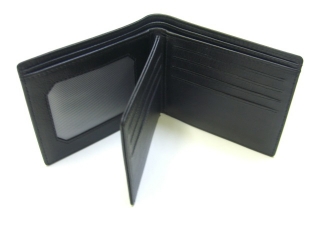 Adori Kangaroo Leather Men's Wallet with ID Slot - Black - Open View