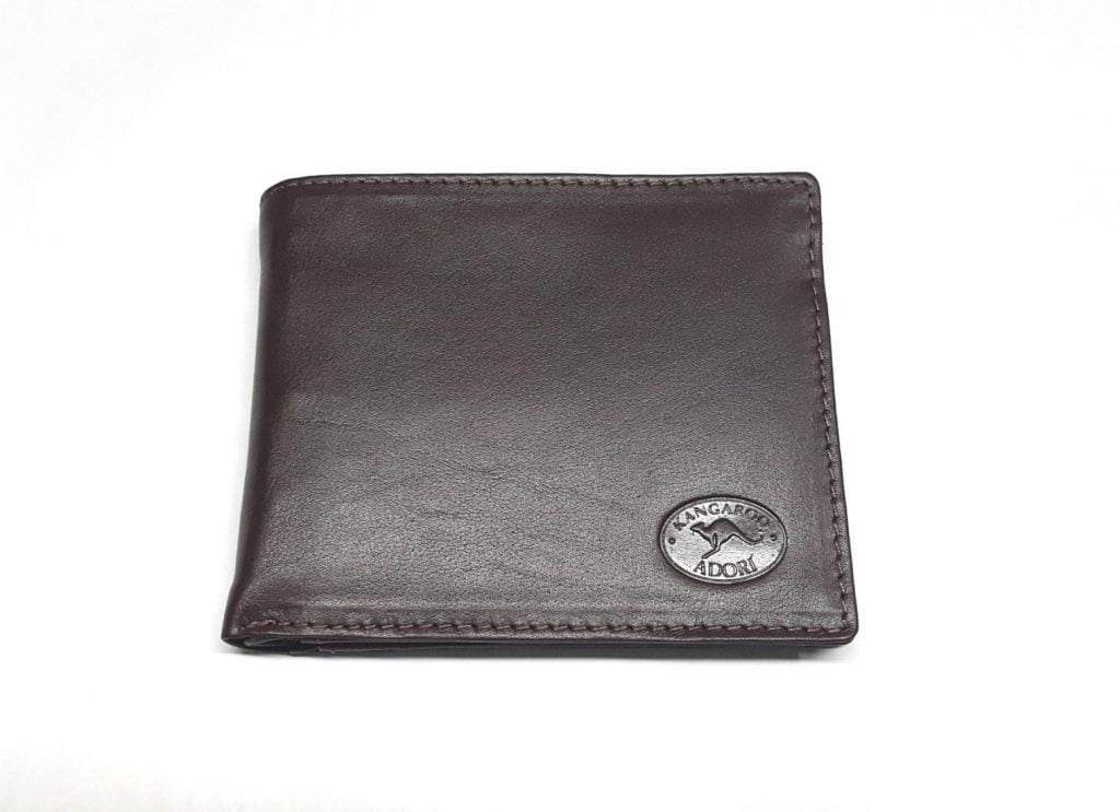 Australian Made Adori Kangaroo Leather Men&#039;s Wallet with ID Slot - Brown - Front View