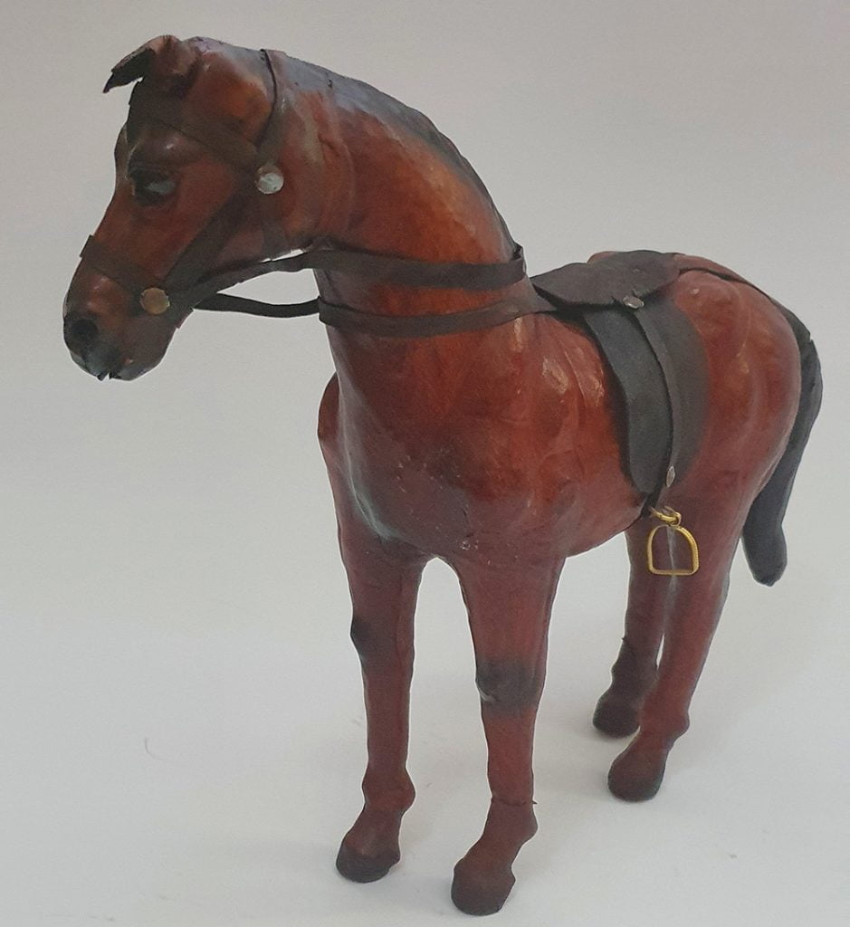 Standing Bay Coloured Genuine Leather Horse Standing Bay Coloured Genuine Leather Horse