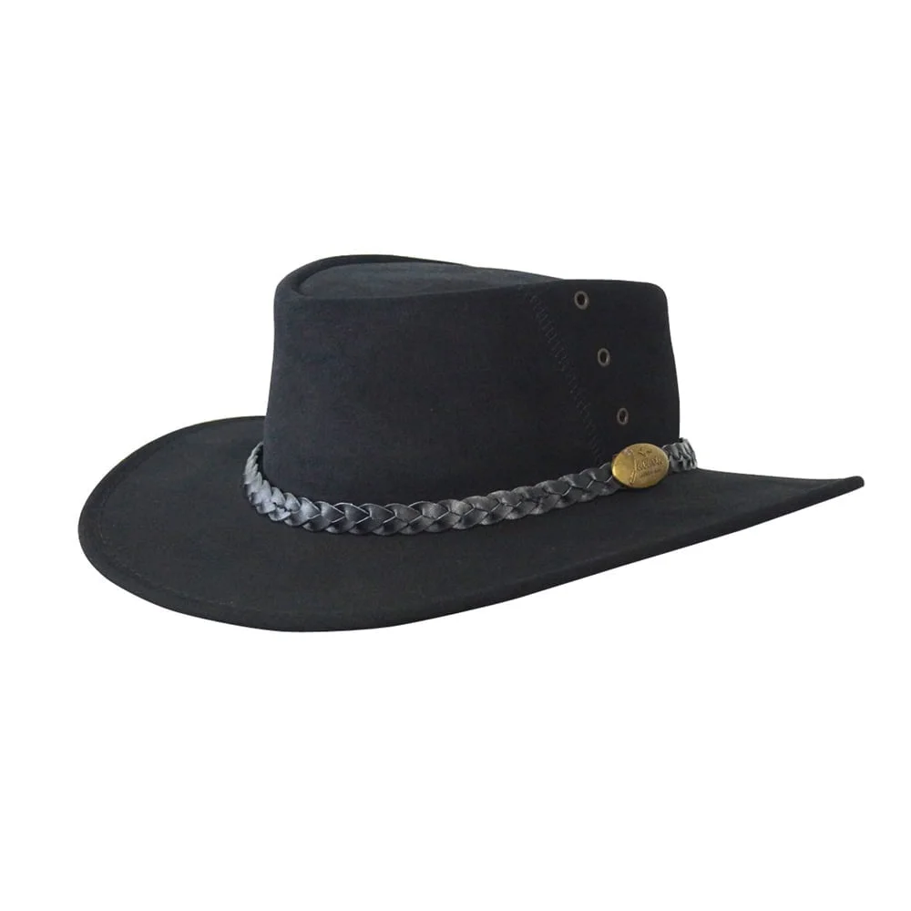 Jacaru Kookaburra Black Genuine Australian Made Leather Hat