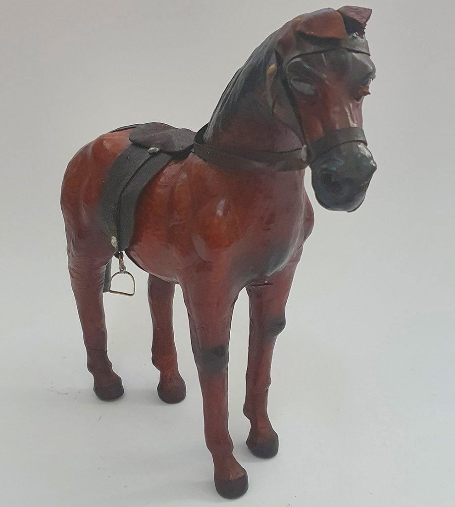Standing Bay Coloured Genuine Leather Horse Standing Bay Coloured Genuine Leather Horse