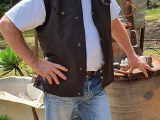 Oilskin Vest shown on a Man