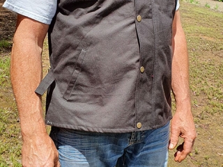 Australian Oilskin vest shown from Front